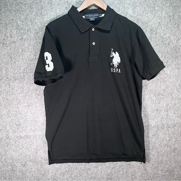 Two U.S. POLO ASSN. Embroidered Big Pony #3 Collard Shirt Men's Med Black& Blue - Picture 12 of 16